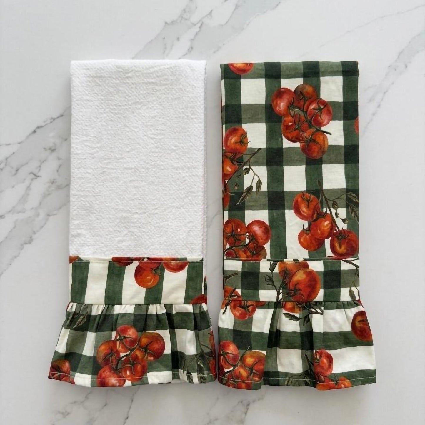 Tuscan Tomato Ruffled Kitchen Towels (Set of 2)