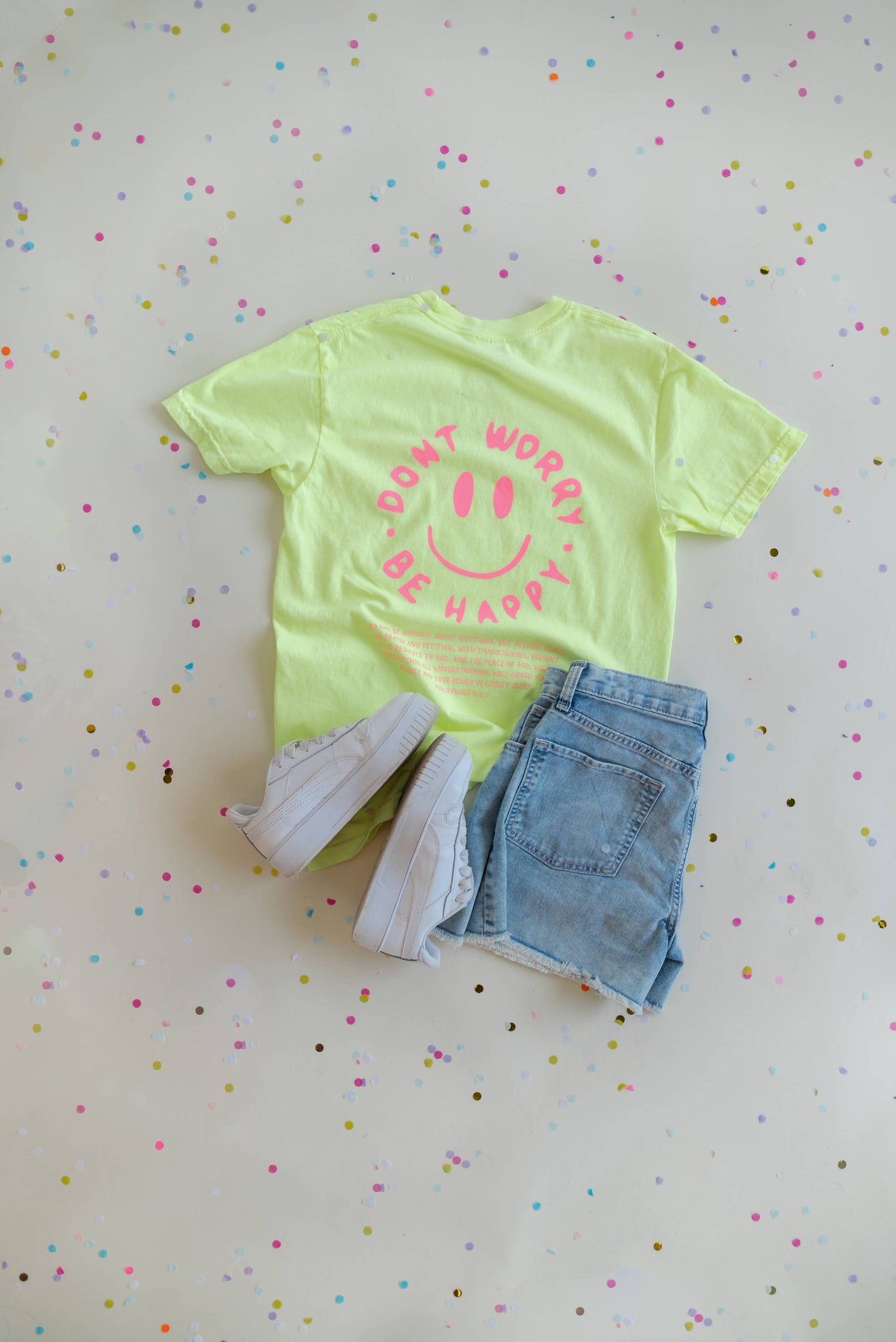 Be Happy Tee - Yellow | Christian Tee