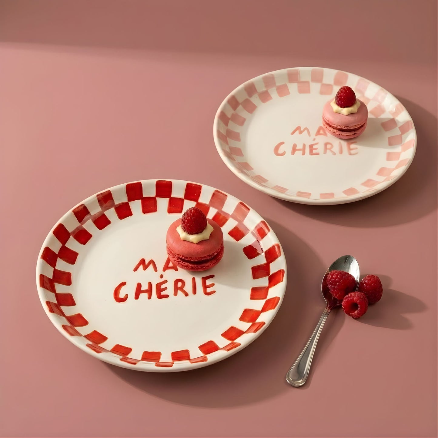 S/2 Ma Cherie Pink Snack Plate