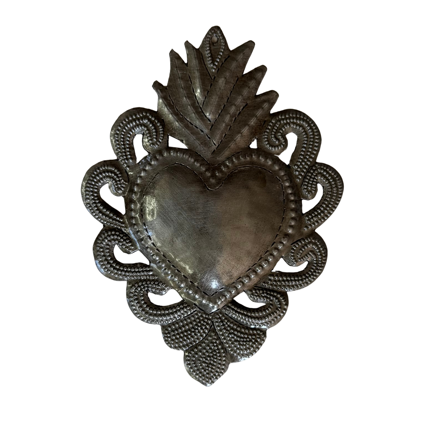 Sacred Heart, Wall Decor,Handmade Metal Haiti 6" x 4.25"