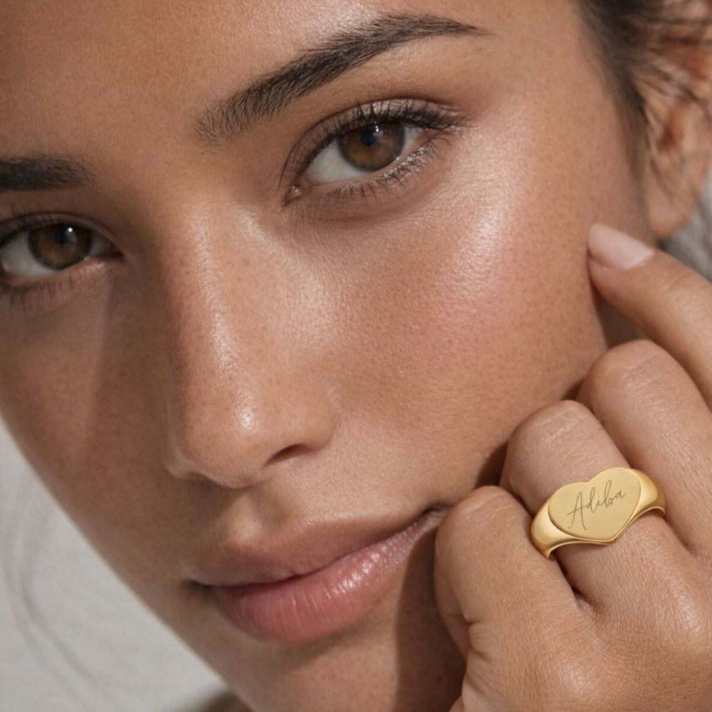 Gold Adiba Signature Heart Ring