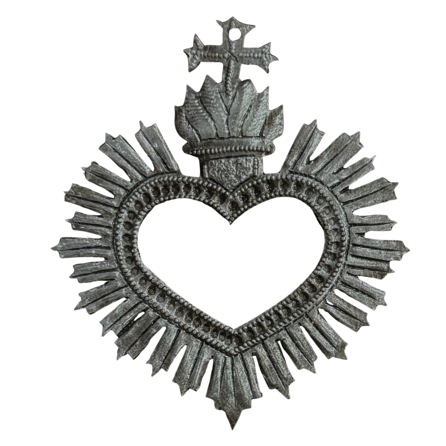 Fair Trade Sacred Heart Cross, Handmade with Love 4"x4.5"