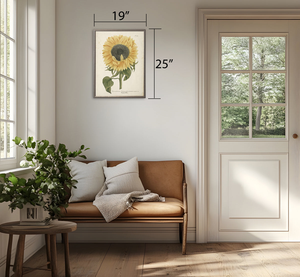 Sunflower in Silver-Beaded Frame