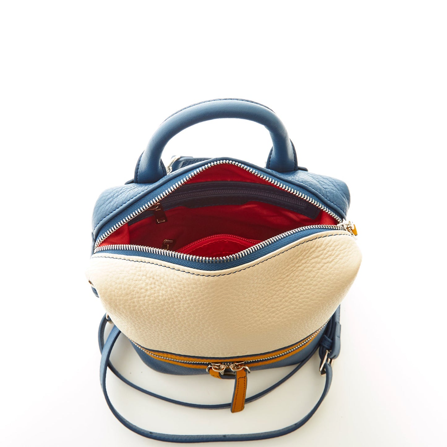 SUSU Blue Leather Backpack Purse for Women Convertible Crossbody Bag Medium Size with Front and Back Pockets