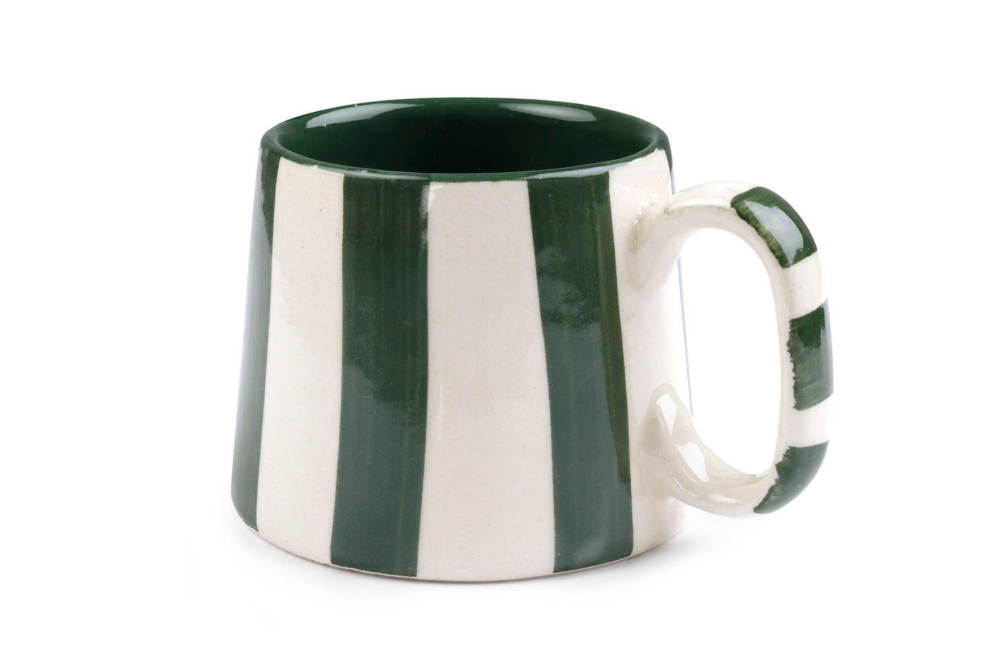 Ceramic Olive Stripe Coffee cup - 3.5 x 2.5 Inches (Set of 2)
