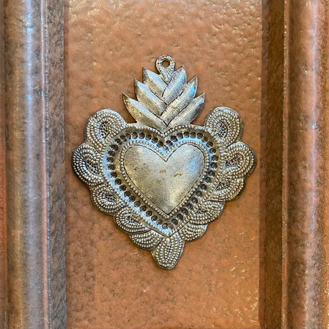 Sacred Heart, Recycled Metal, Religious Folk Art 3"