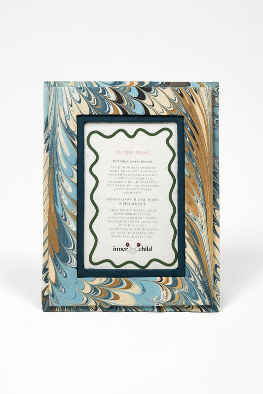 Hand-Marbled Picture Frame in Nila Feathers, 4x6
