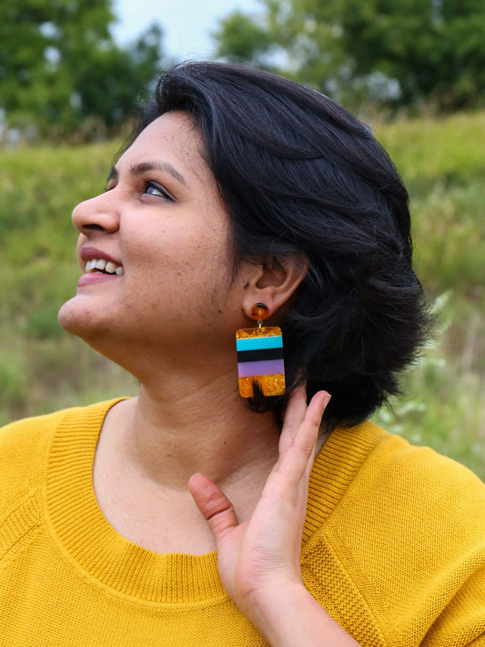 Mod Resin Color Block Earrings
