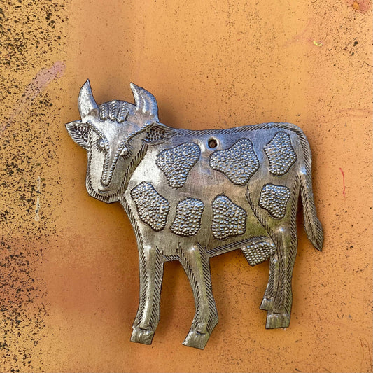 Farm Animal, Hand Cut Cow Ornament, Fair Trade Metal Art 4"