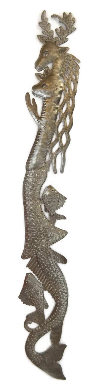 Land and Sea Mythical Creature Metal Wall Art 4" x 34"