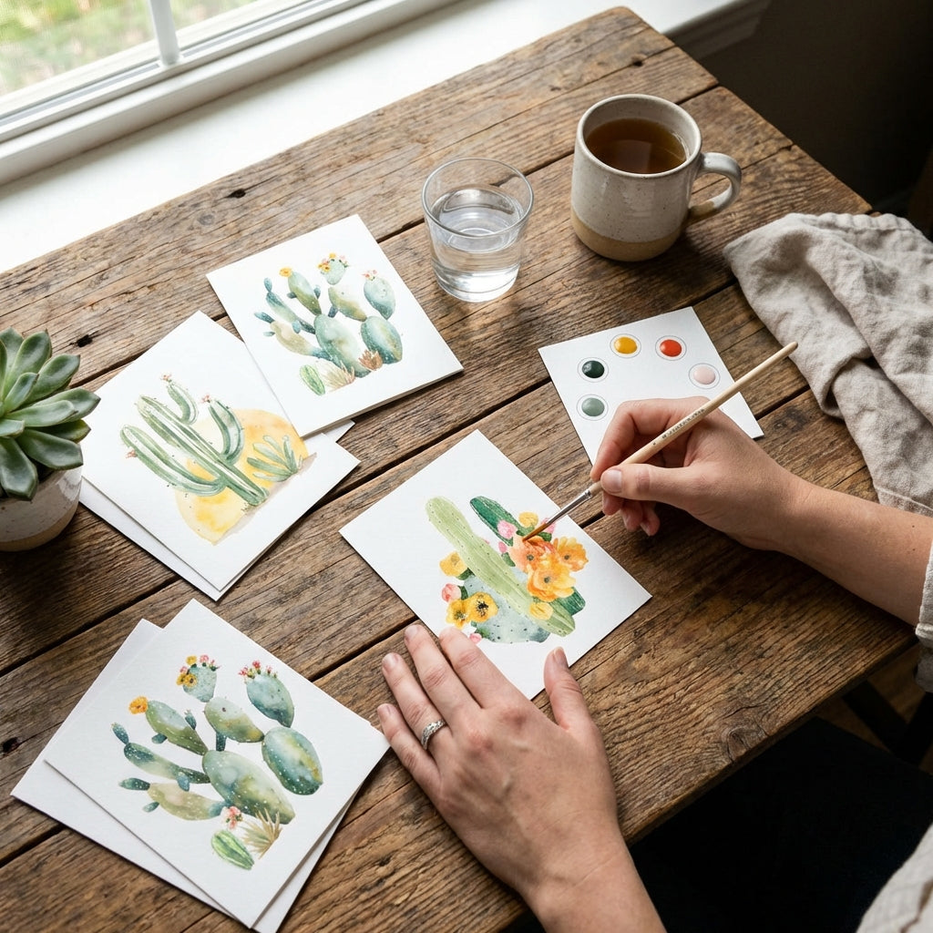 All-in-One Watercolor Art Prints + Postcards: Desert Botanicals