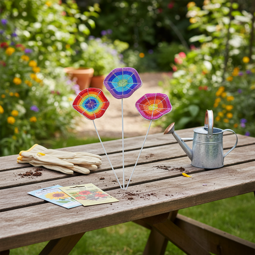 Wavy Flower Pot Stake, Asst (Set of 3)