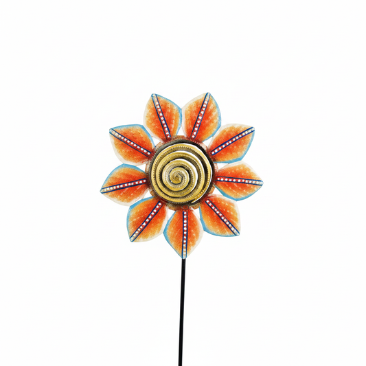 Orange Petal Painted Garden Stake