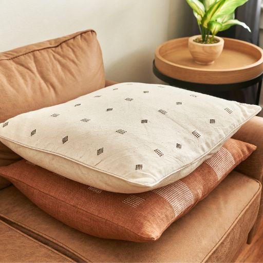 Nira White Hand Spun Organic Cotton Handloom Pillow