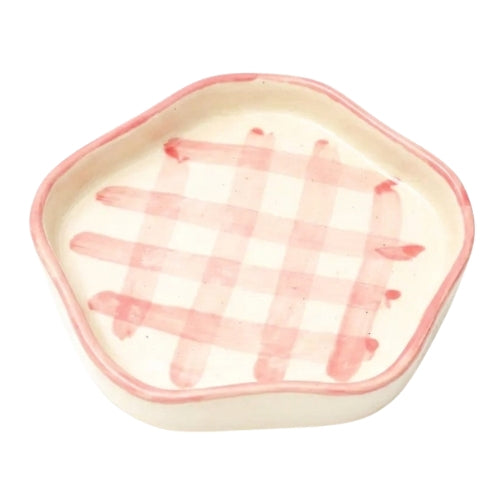 Coasters -Pink Check, 4.7 Inches