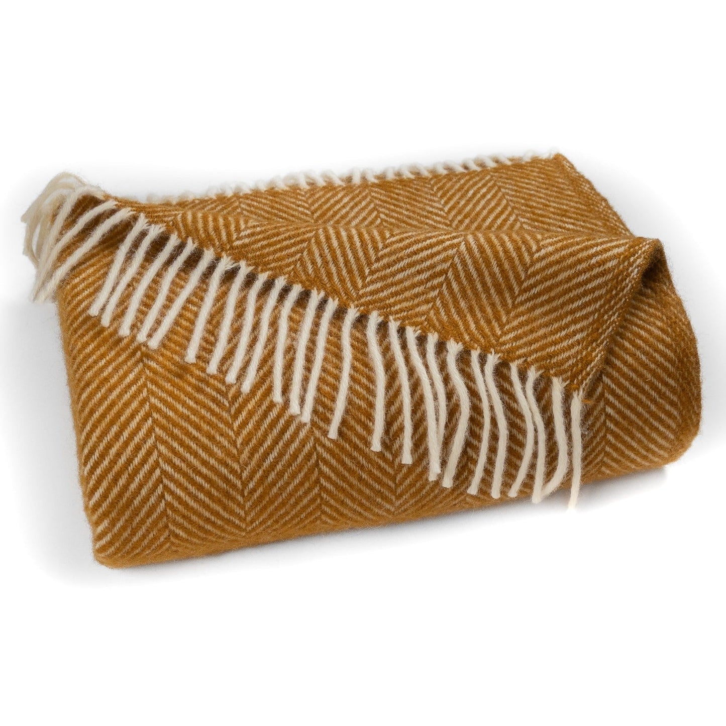 Highland Tweeds Herringbone Pure New Wool Throw - Whiskey