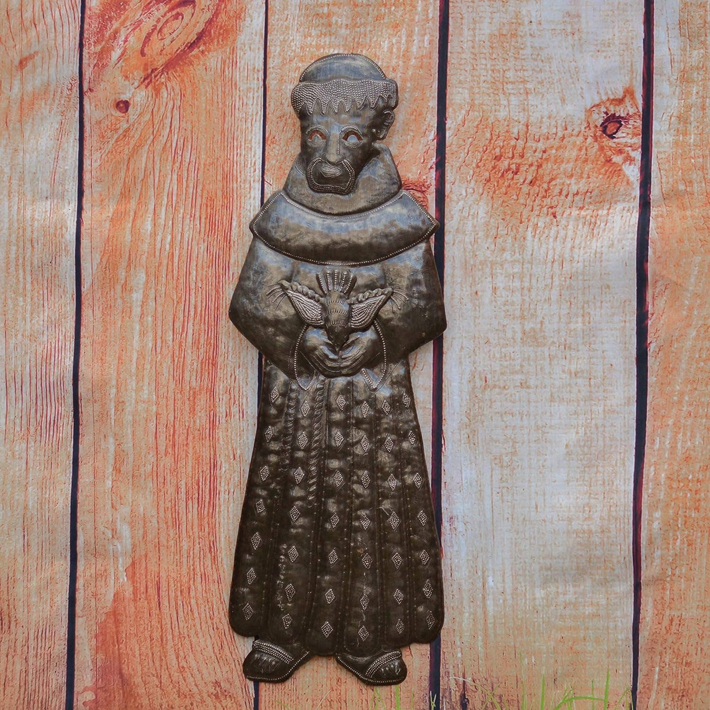 Saint Francis, with 3-D Bird, Fairtrade Haiti 7" x 17.5"