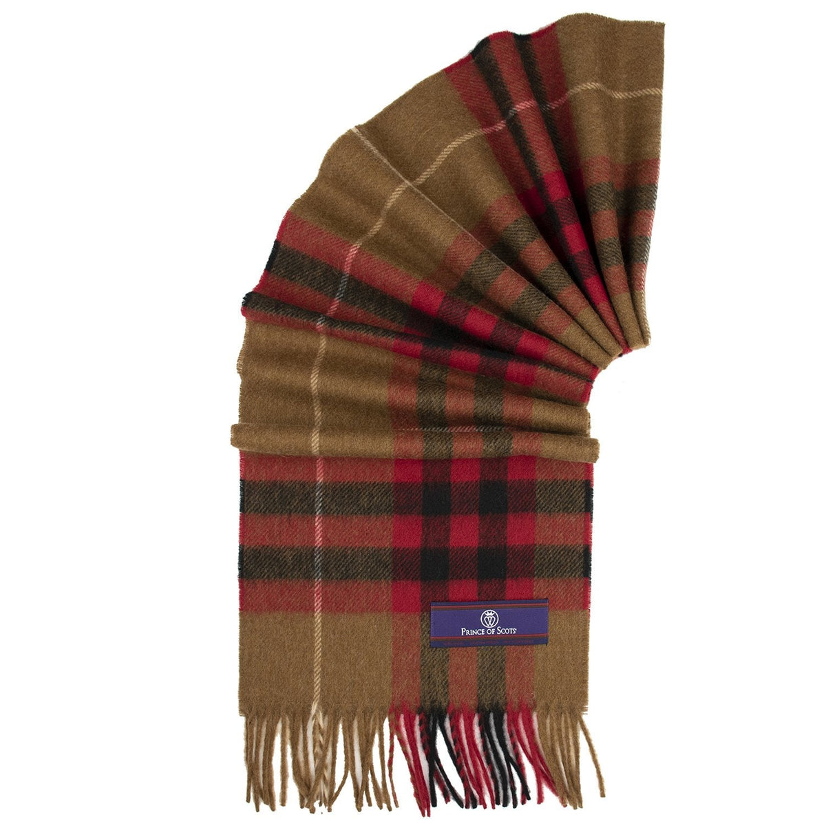 Heritage Plaid Fringed Merino Wool Scarf - Cambridge Camel