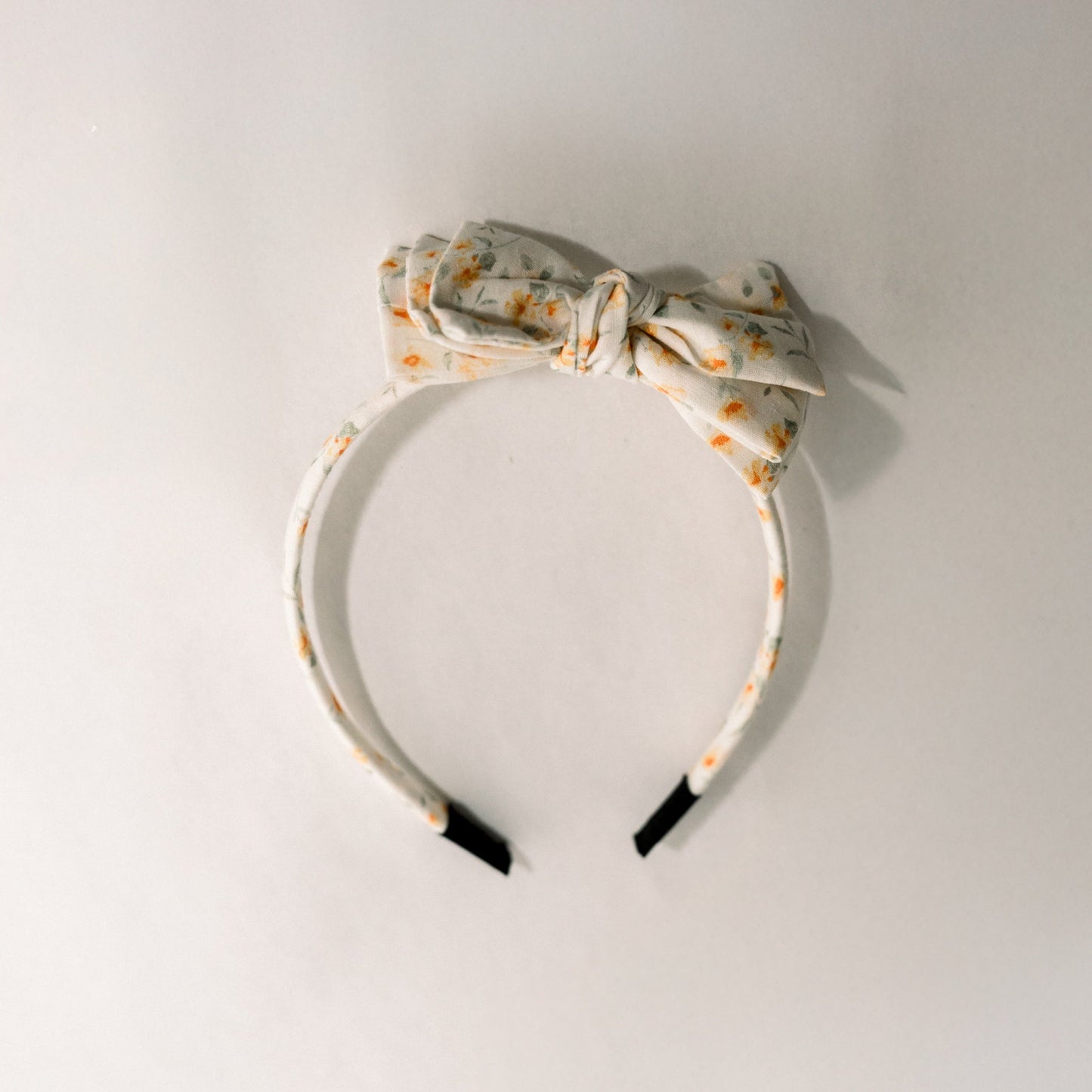 Three Little Bows Headband- Lemon Blossoms