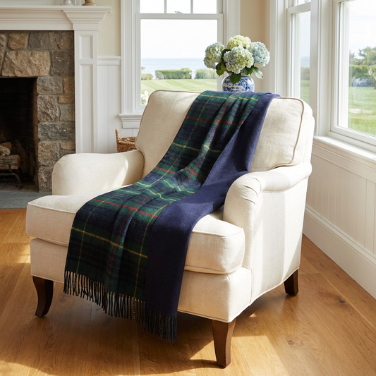 Highland Tweeds Double Cloth Reversible Throw - Hunting Stewart