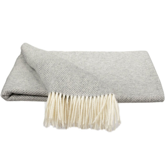 Southampton Home Merino Wool Herringbone Throw - Silver