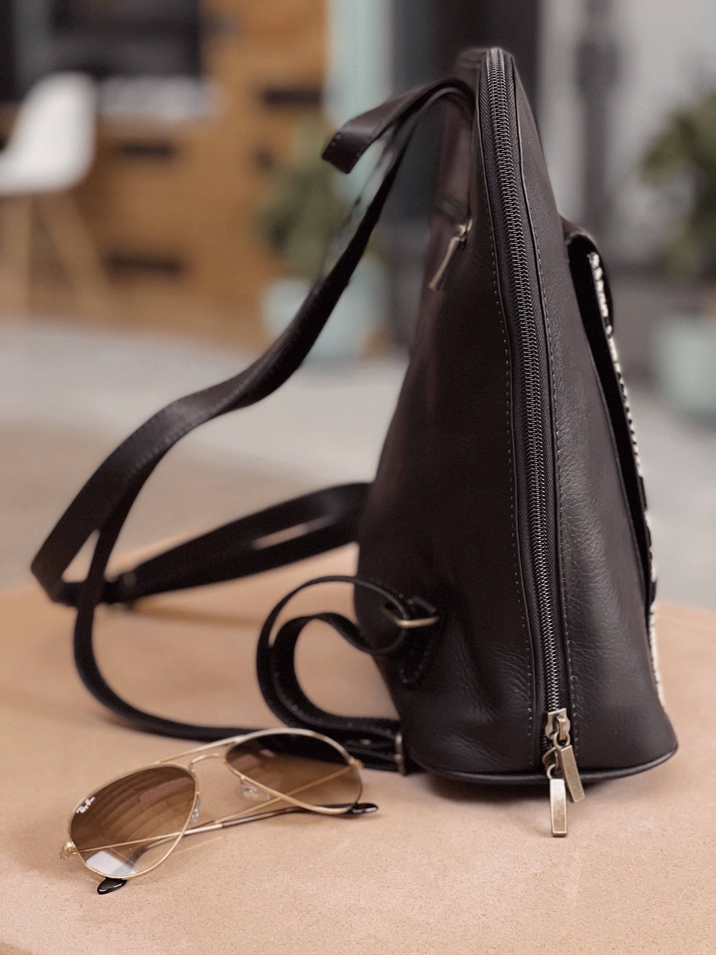 Andean Leather Button Backpack