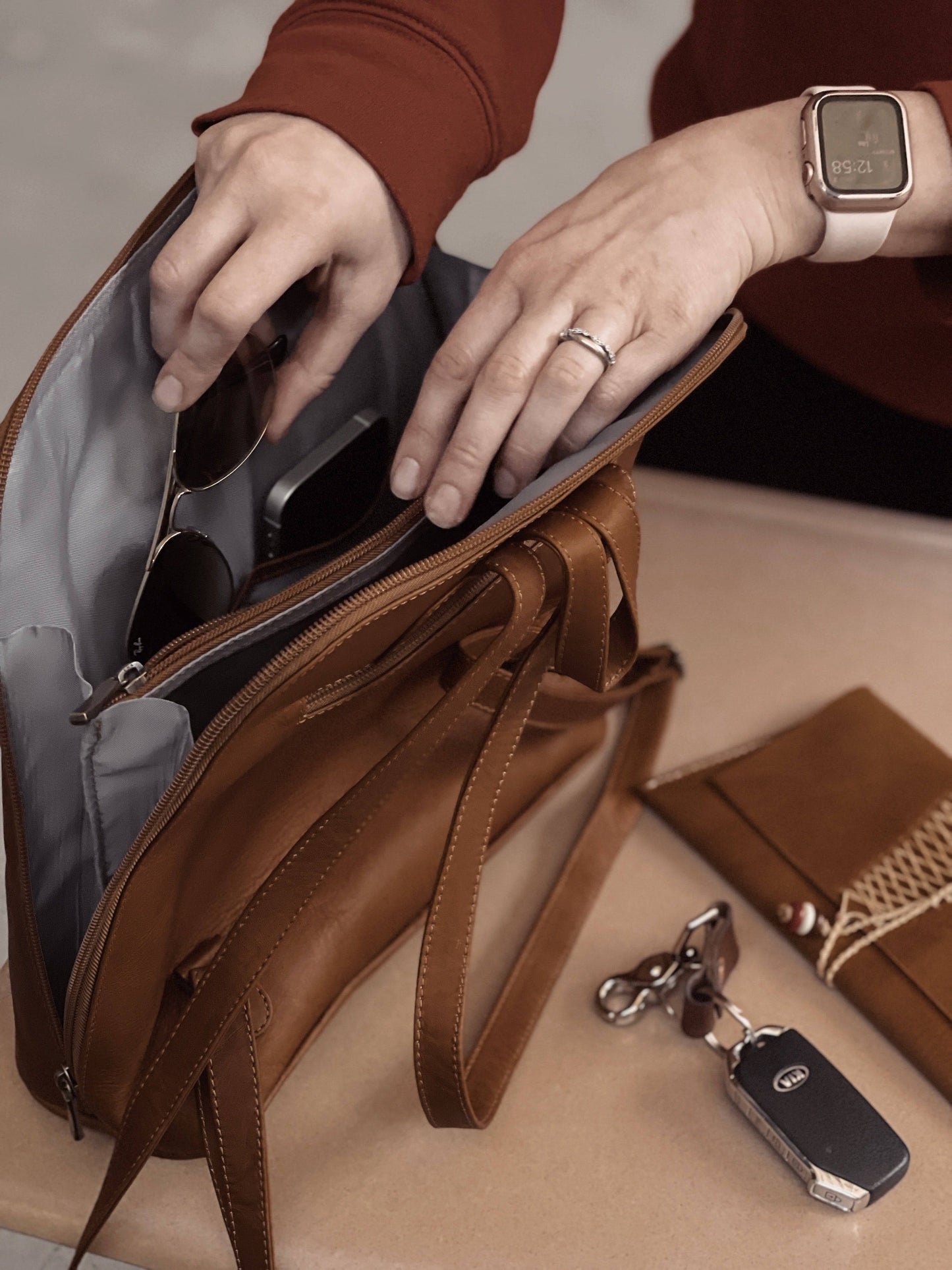 Andean Leather Button Backpack