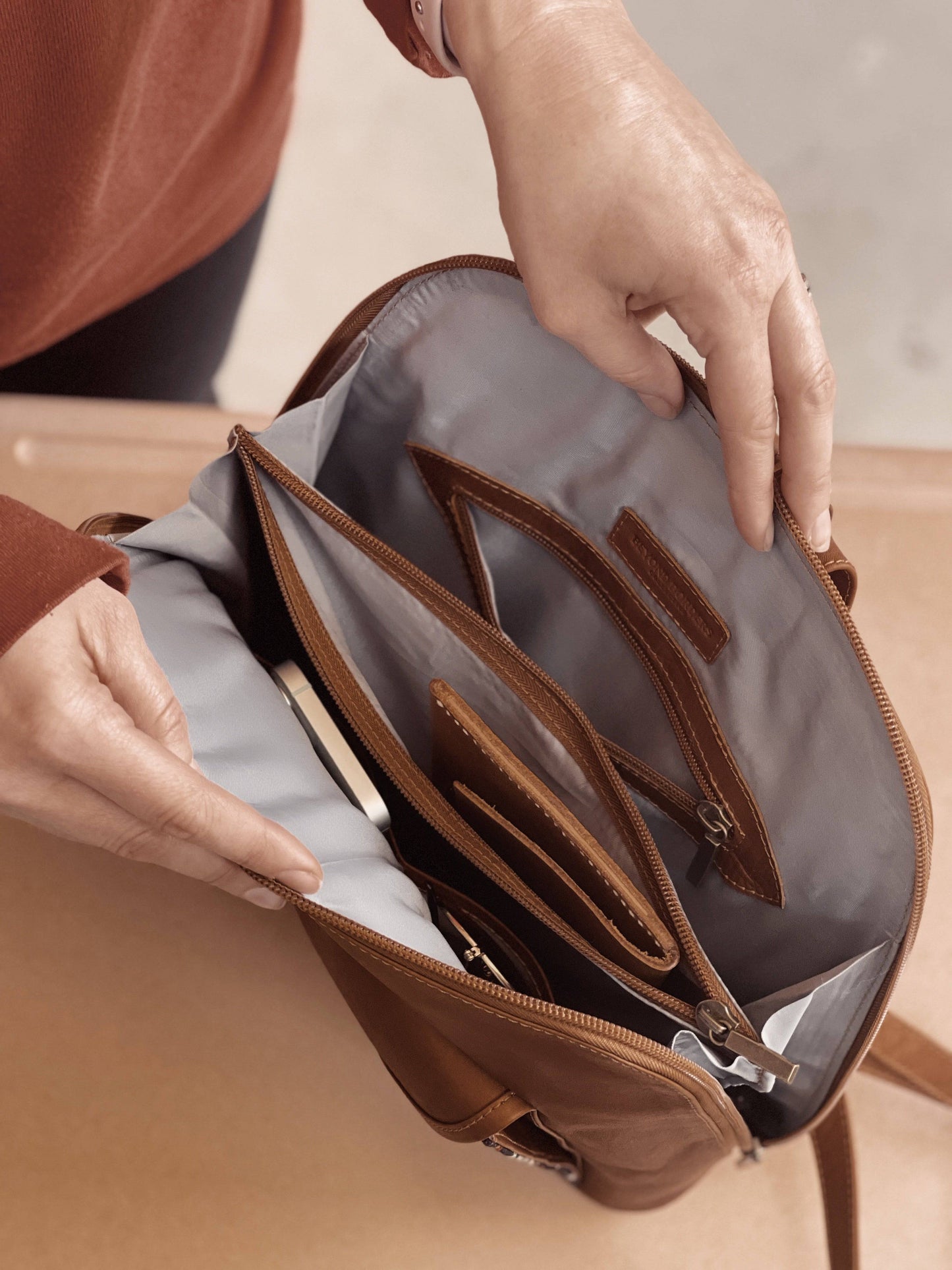 Andean Leather Button Backpack