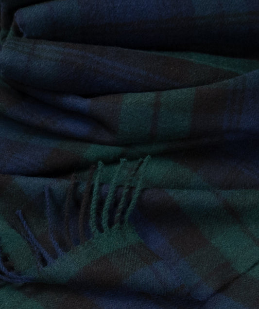 Prince of Scots Highland Tartan Tweed Merino Wool Throw - Black Watch