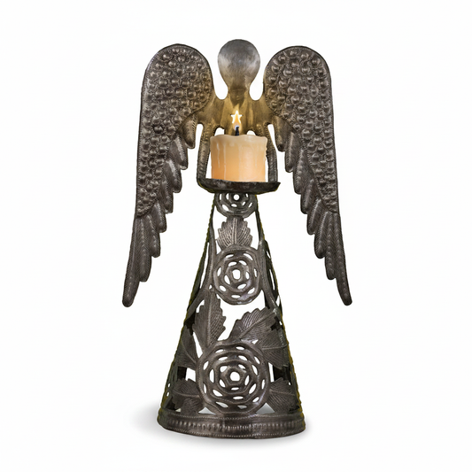 Standing Rose Angel Candle Holder