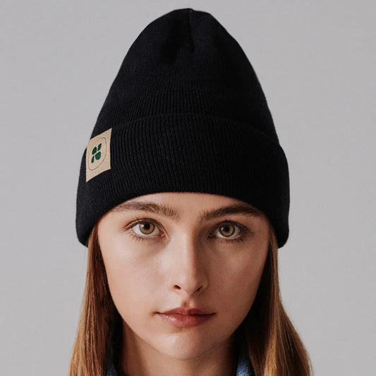 Black vegan beanie – sustainable and cruelty-free winter hat