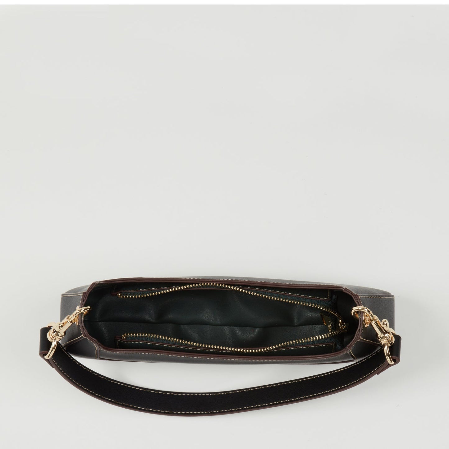 SUSU Leather Baguette Bag Small 90s Shoulder Bag Black Purse Y2K Underarm Bag Trendy Handbag