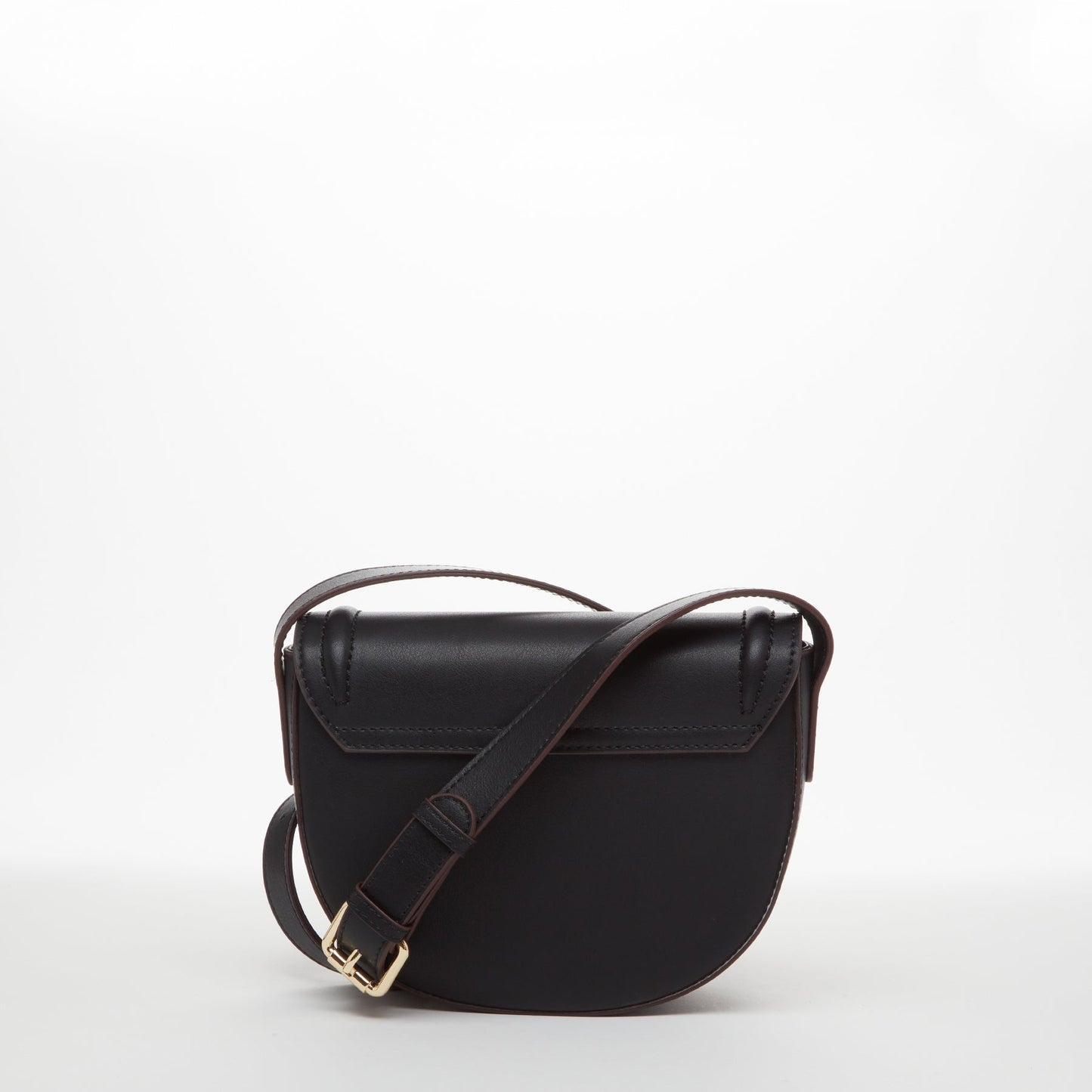 SUSU Leather Saddle Bag Black Crossbody Purse Women's Handbag