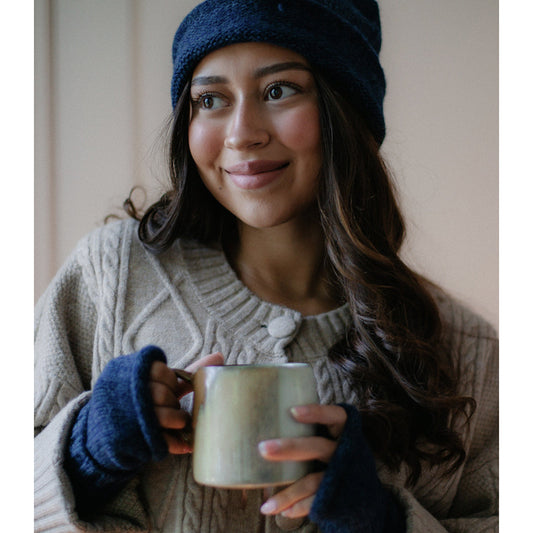 Navy Essential Knit Alpaca Gloves