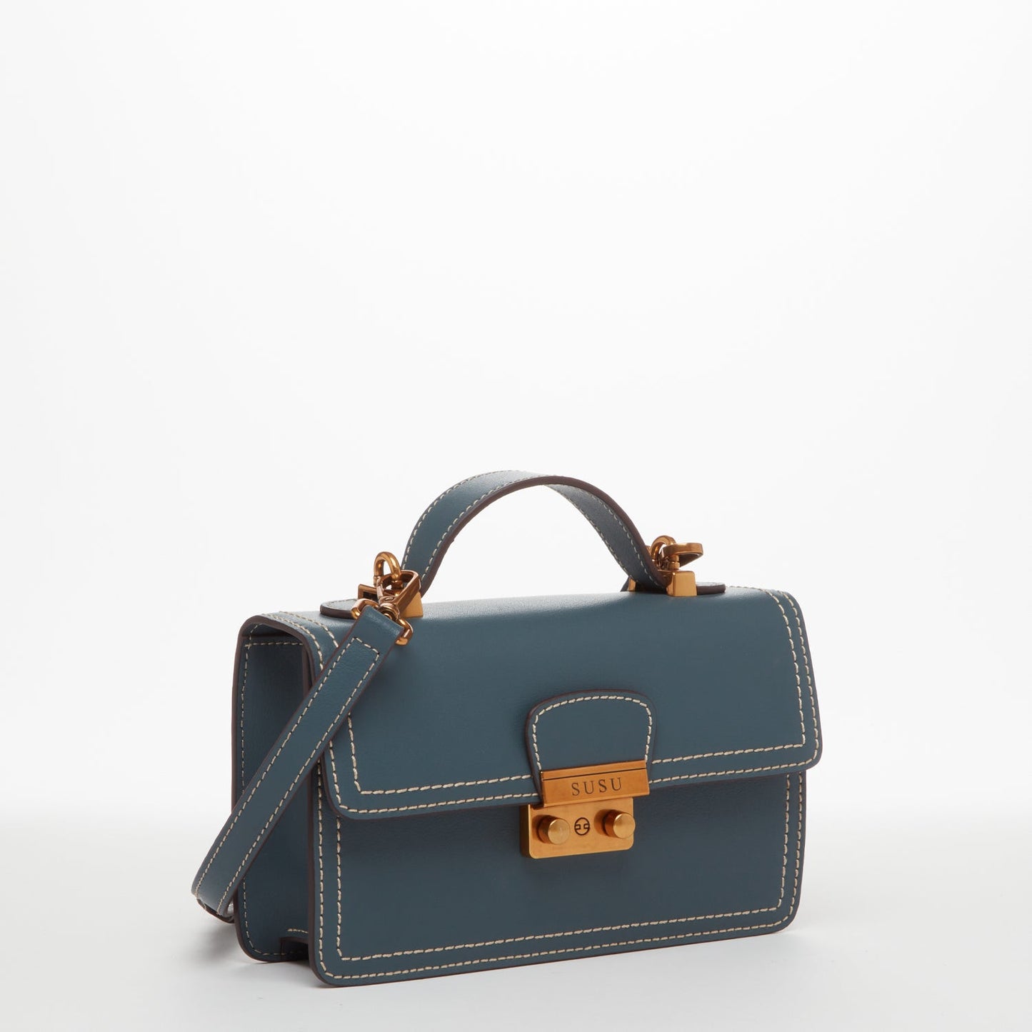 SUSU Leather Blue Purse Small Crossbody Bag Cute Women's Handbag