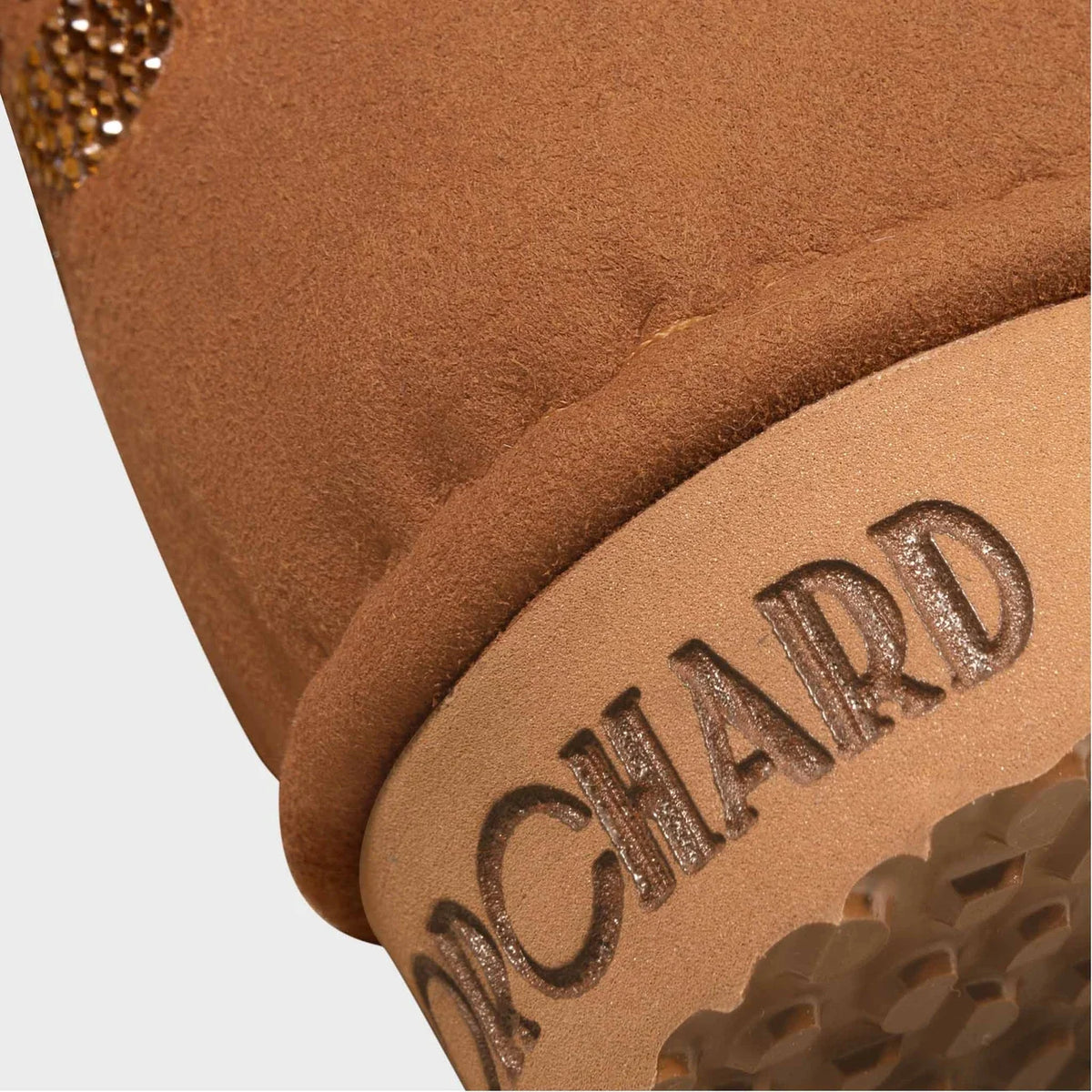 Brown vegan short boots with sparkle crystals – winter fashion