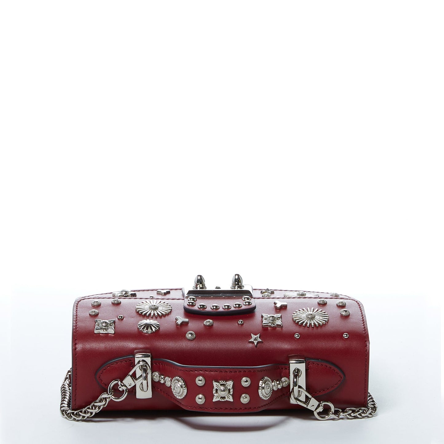 SUSU Studded Small Leather Crossbody Bag Burgundy Purse Women's Handbag