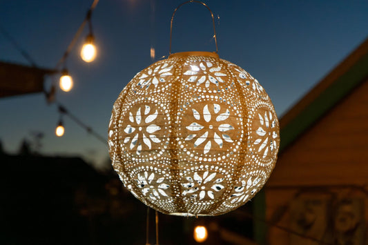 Stella Luxe Globe Boho Pearl 12" LED Lantern (Battery Powered)