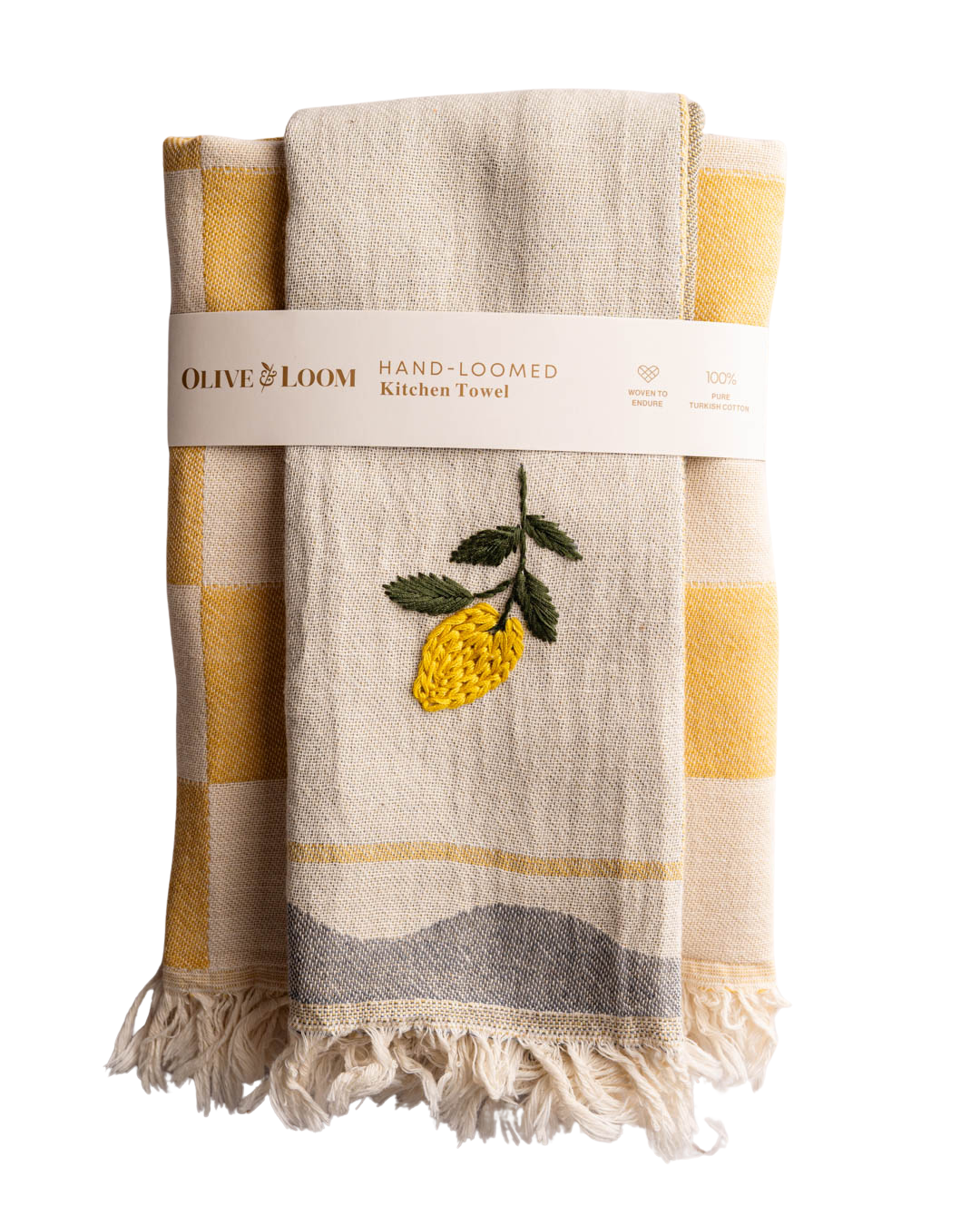 Lemon Hand-Stitched Towel Set