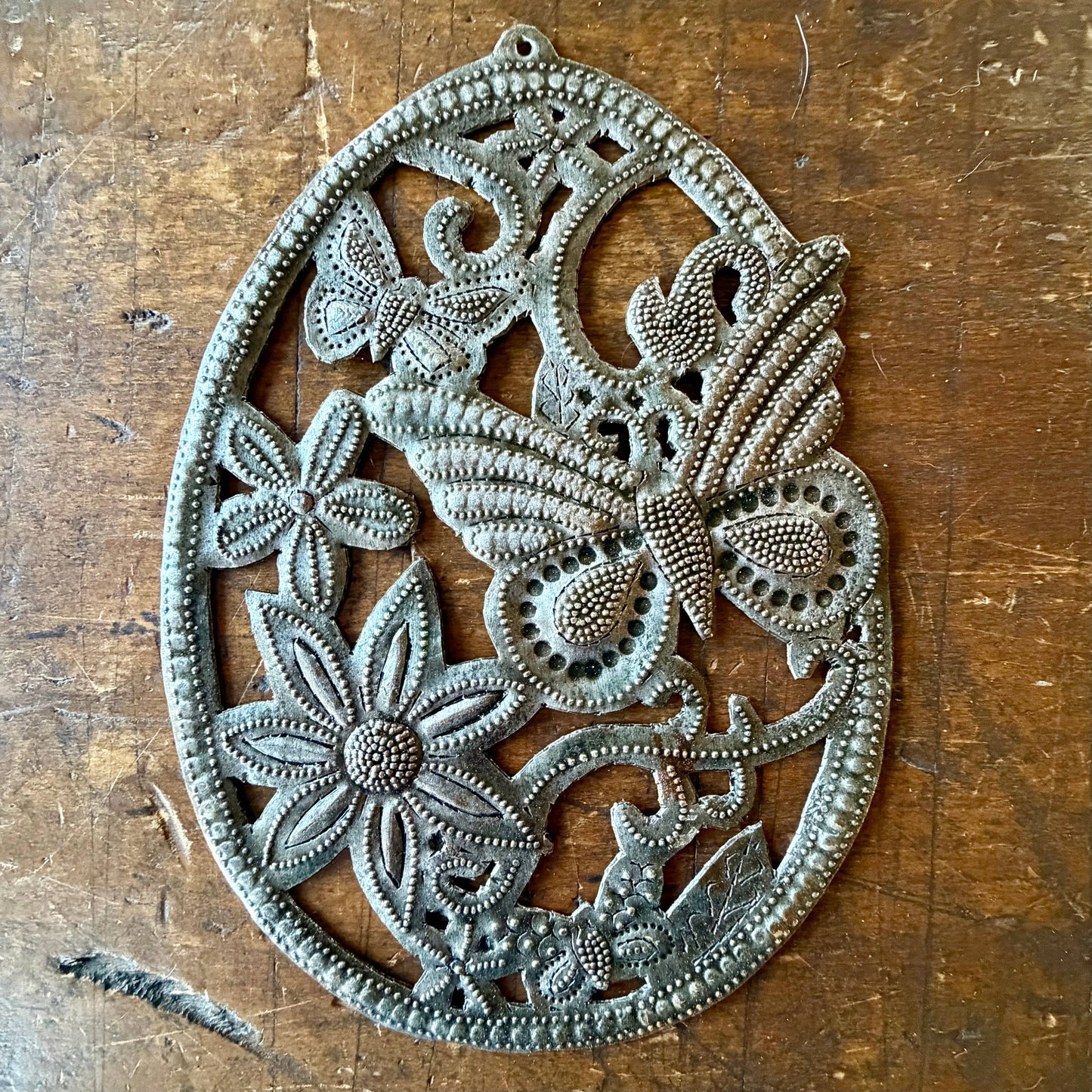 Haitian Metal Butterfly & Flowers Wall Art, Fair Trade