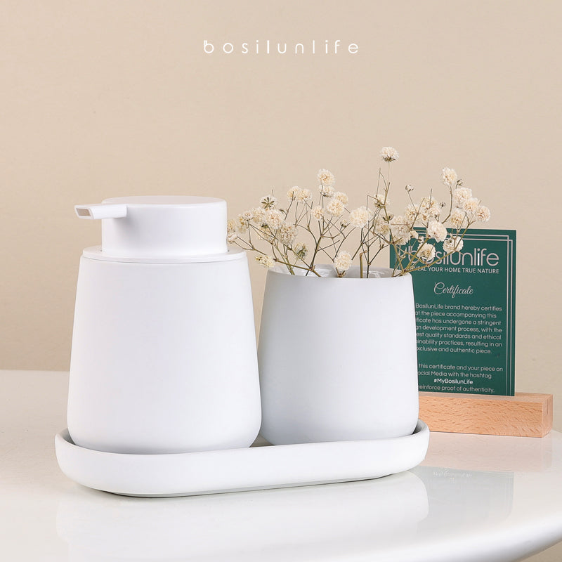Rubber Paint Foaming Bathroom Accessories Set Sustainable Ceramic