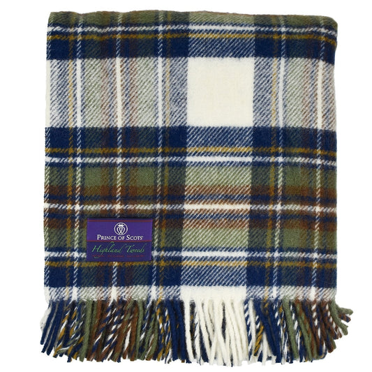 Highland Tweeds Fluffy Throw - Muted Blue Dress Stewart