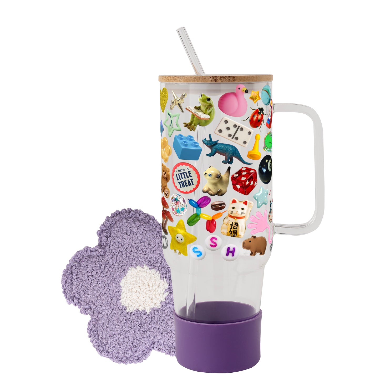 Trinket Core 40oz Tumbler, Purple Boot & Daisy Mug Rug Bundle