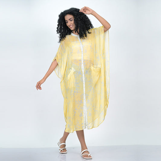 Foliage Harmony Caftan - Yellow