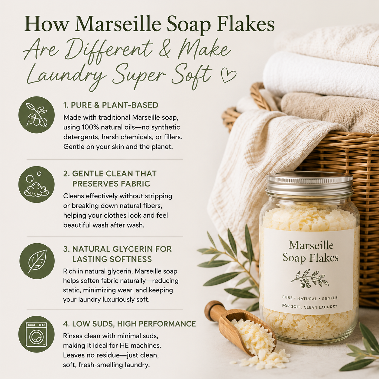 Savon de Marseille Laundry Powder, Unscented, HE Safe, Zero Waste