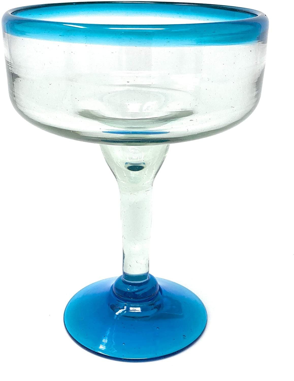 Aqua Rim Margarita Glasses - Set of 4
