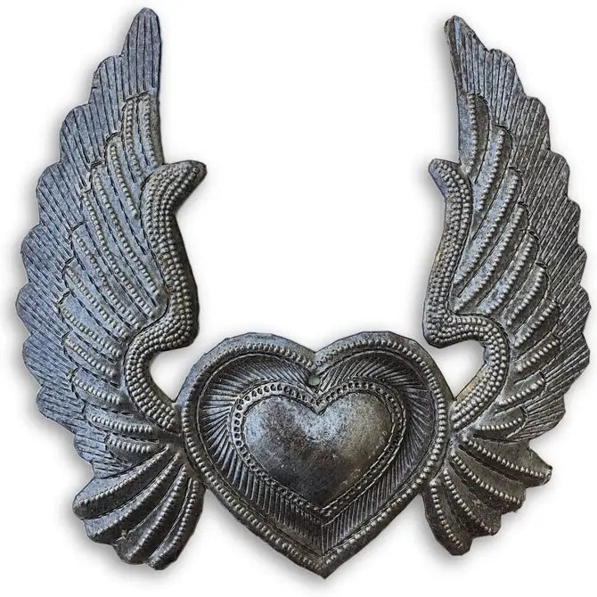 Peace Dove Heart, Religious Folk Art 5" x 5.25"