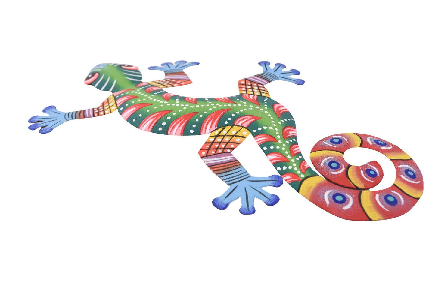 Hand-Painted Metal Gecko – Recycled Haitian Art Matt Finish