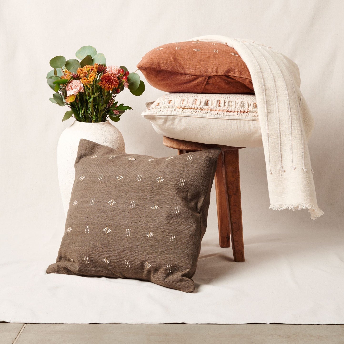 Nira Choco Hand Spun Organic Cotton Handloom Pillow