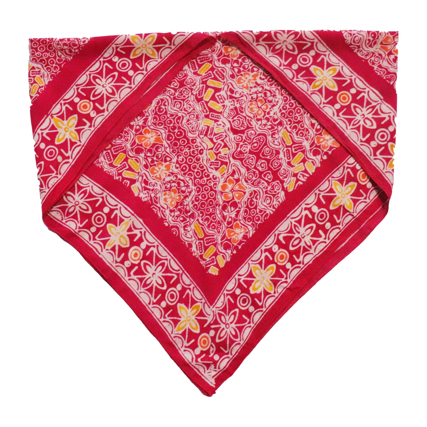 Hand Dyed Batik Bandana, 100% Soft Cotton, Magenta Magic, Pink